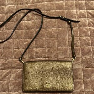 Coach bronze metallic wallet crossbody